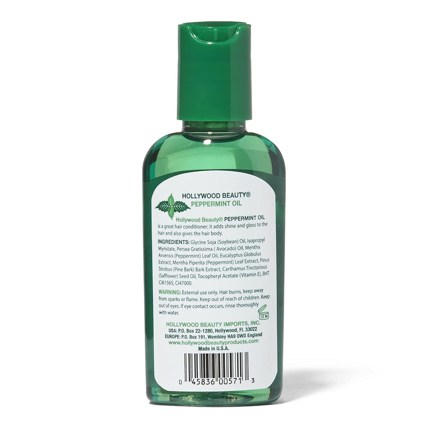 Hollywood Beauty Peppermint Hair Oil, 2 oz - Conditions Hair & Skin, Natural Treatment for Dry Itchy Scalp, Moisturizes with Omega-3, Vitamin A & C Beauty & Personal Care Hollywood Beauty