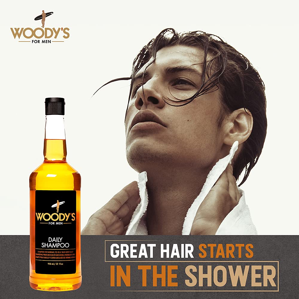Woody's Daily Shampoo for Men - Sulfate-Free, All-Natural & Organic Scalp Cleanser for Healthy Hair, 32 fl oz Beauty & Personal Care Woody's
