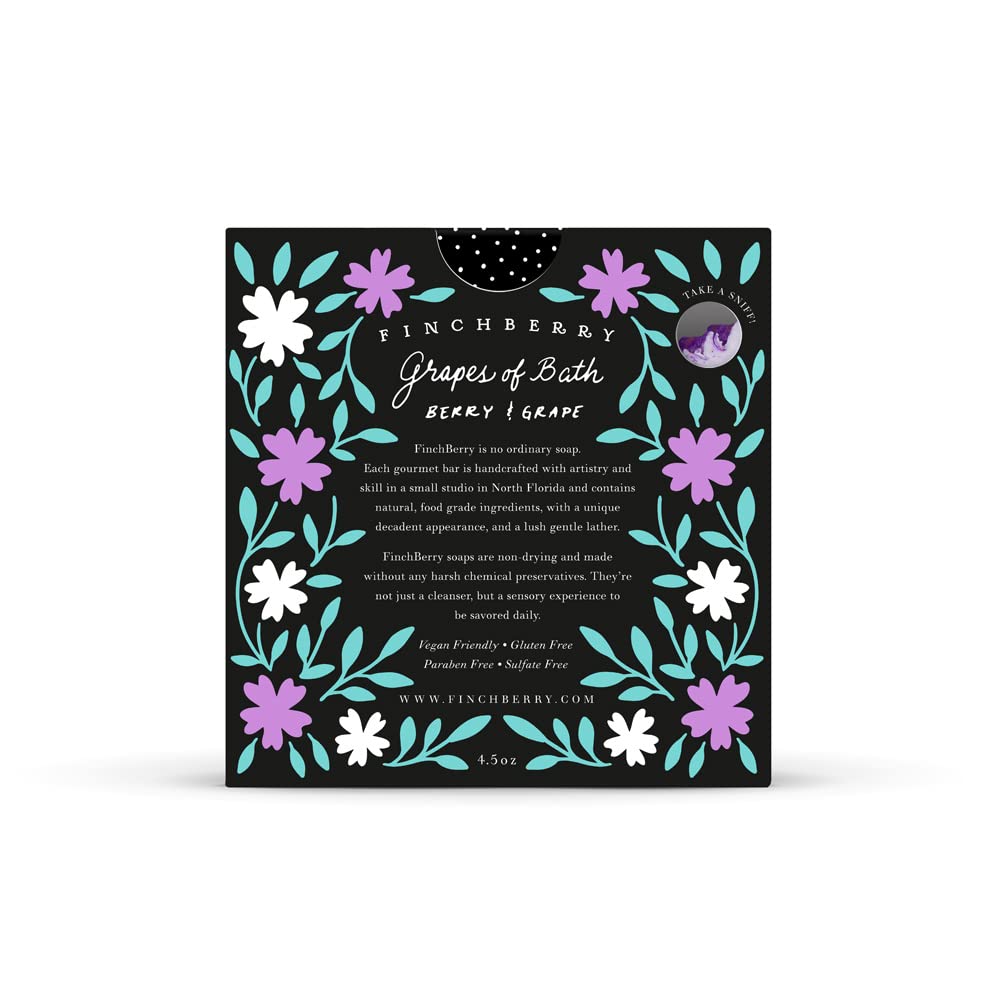 FinchBerry Handmade Natural Mixed Berry Scented Soap Bar (Grapes of Bath), Moisturizing Shea Butter & Coconut Oil, Vegan, Gluten Free & Sulfate Free Beauty & Personal Care FinchBerry