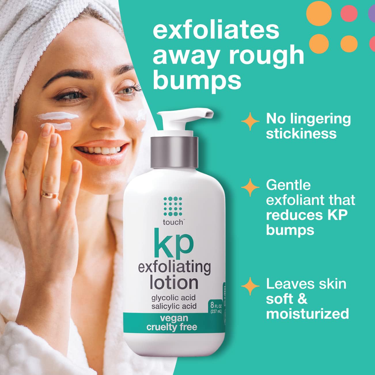 TOUCH Glycolic Acid Lotion for Keratosis Pilaris - KP Exfoliating Body Lotion Moisturizer - for AHA BHA Rough & Bumpy Skin- Gets Rid of Redness Beauty & Personal Care TOUCH