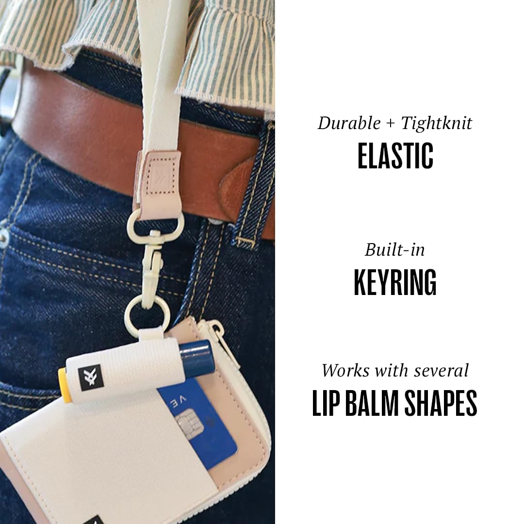 Thread Wallets Elastic Chapstick and Lip Gloss Holder Keychain (Off-white) Beauty & Personal Care Thread Wallets
