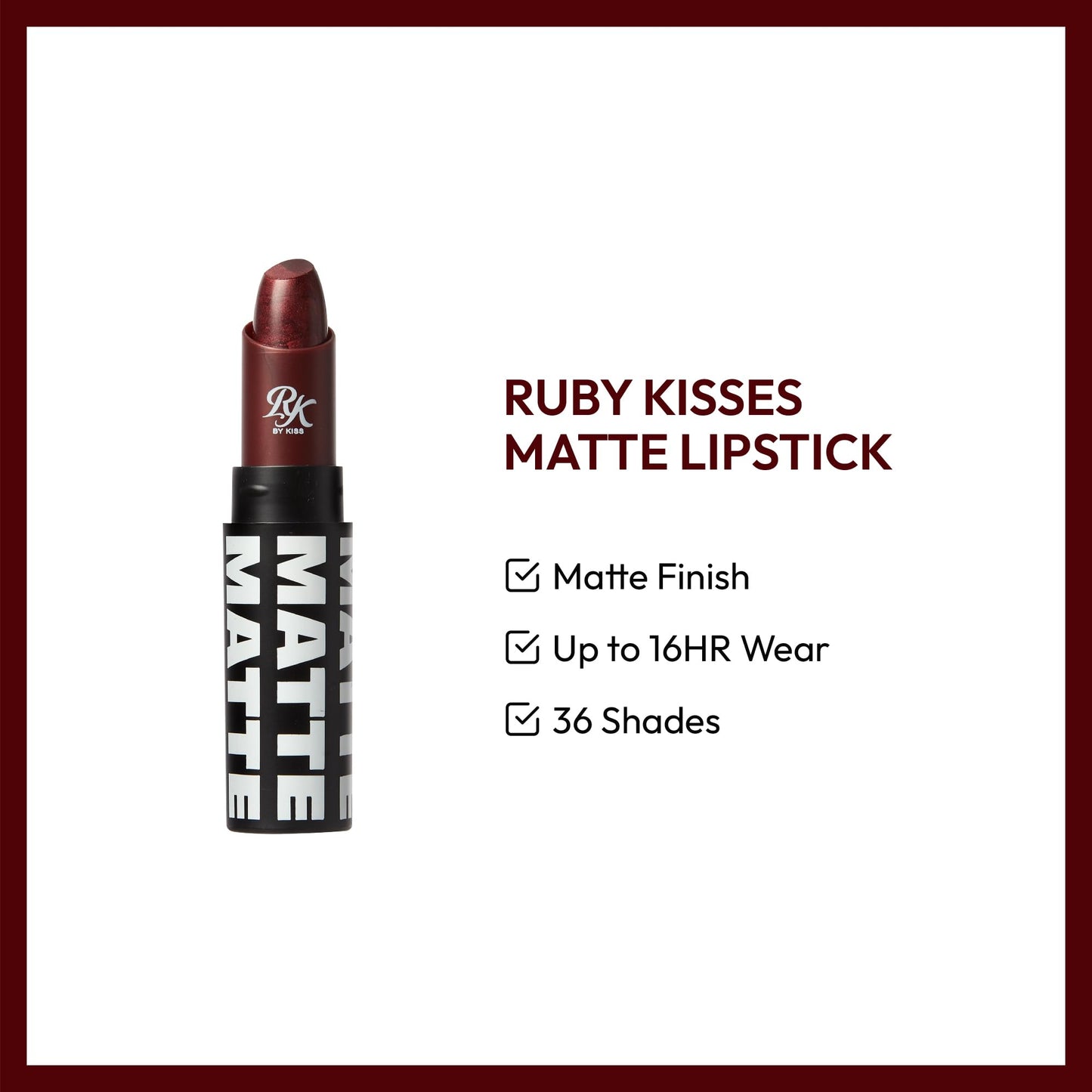 Ruby Kisses Lipstick, Matte Finish, Long-Lasting, Highly Pigmented, Smooth Apply, Full Coverage Lip Color Makeup (Mulberry) Beauty & Personal Care Ruby Kisses