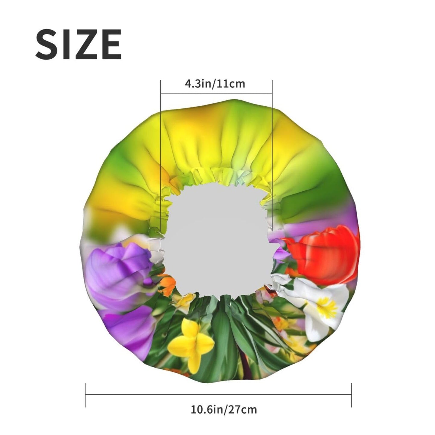 Spring Flowers Shower Cap for Women Men Large Reusable Shower Bonnet Double-Layer Waterproof Bath Caps Elastic Band Hair Hat for All Hairstyles Beauty and Personal Care BWLHJKE
