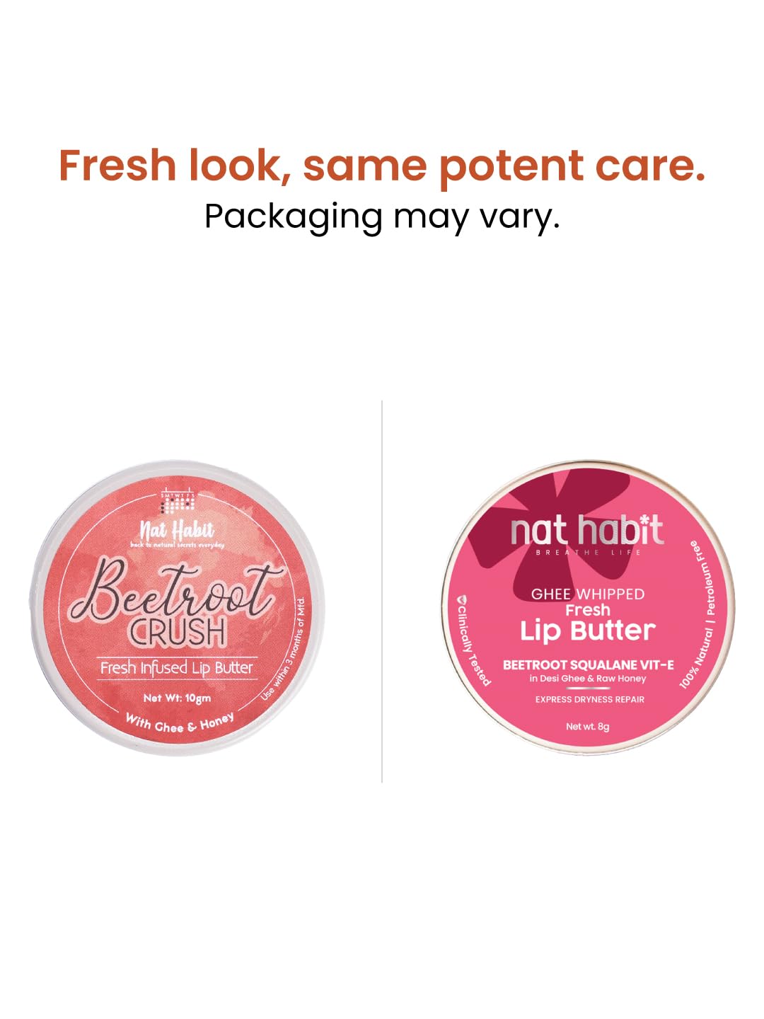 Nat Habit Lip Balm Fresh Beetroot Crush, Lip Butter With Desi Ghee & Raw Honey, For Natural Pink Lips, Nourishment, Pack of 2 x 10g Beauty and Personal Care Nat Habit
