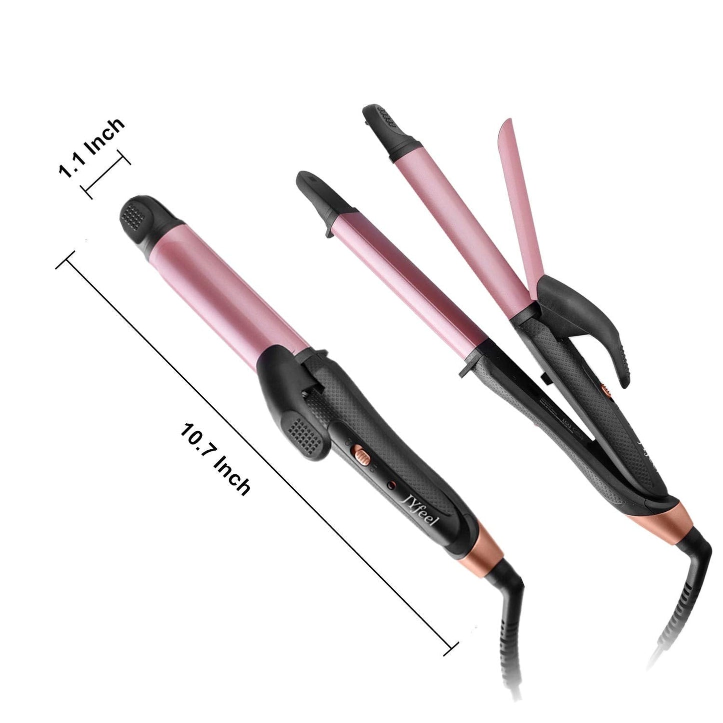 JYfeel 2-in-1 Flat Iron & Curling Iron, Travel Hair Straightener and Curler Combo with 1" Ceramic Plate, Dual Voltage, Rose Gold Beauty & Personal Care JYfeel