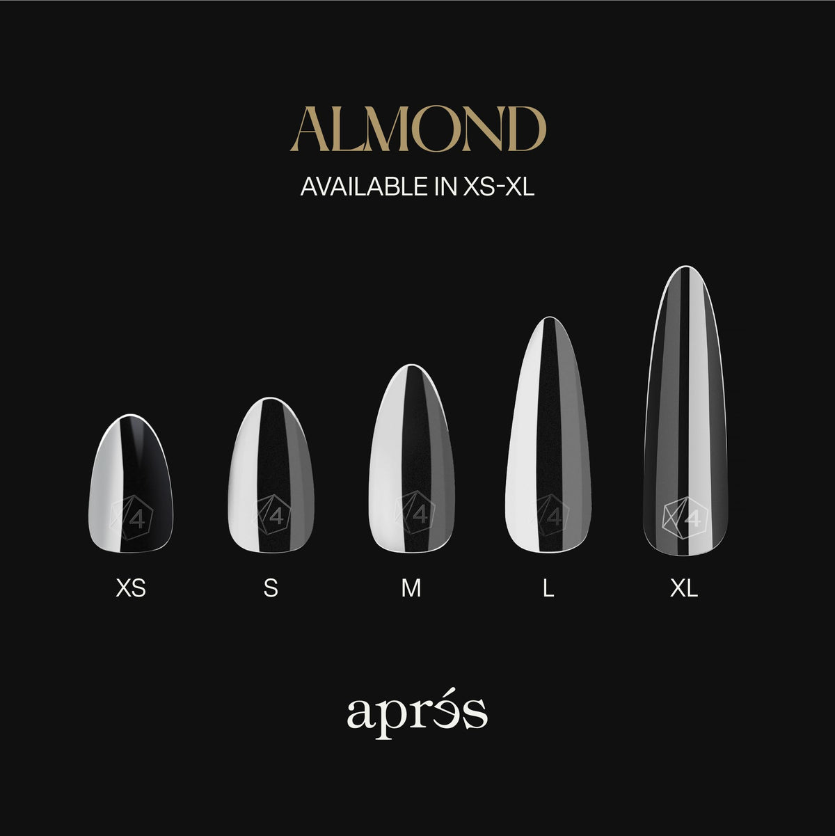 Aprés Gel-X® Almond Box of Nail Tips | 280 Gel-X Tips, Soft Tips, 14 Sizes 00-9 | Half-sizes Included (Sculpted Almond Short, 280 Count)