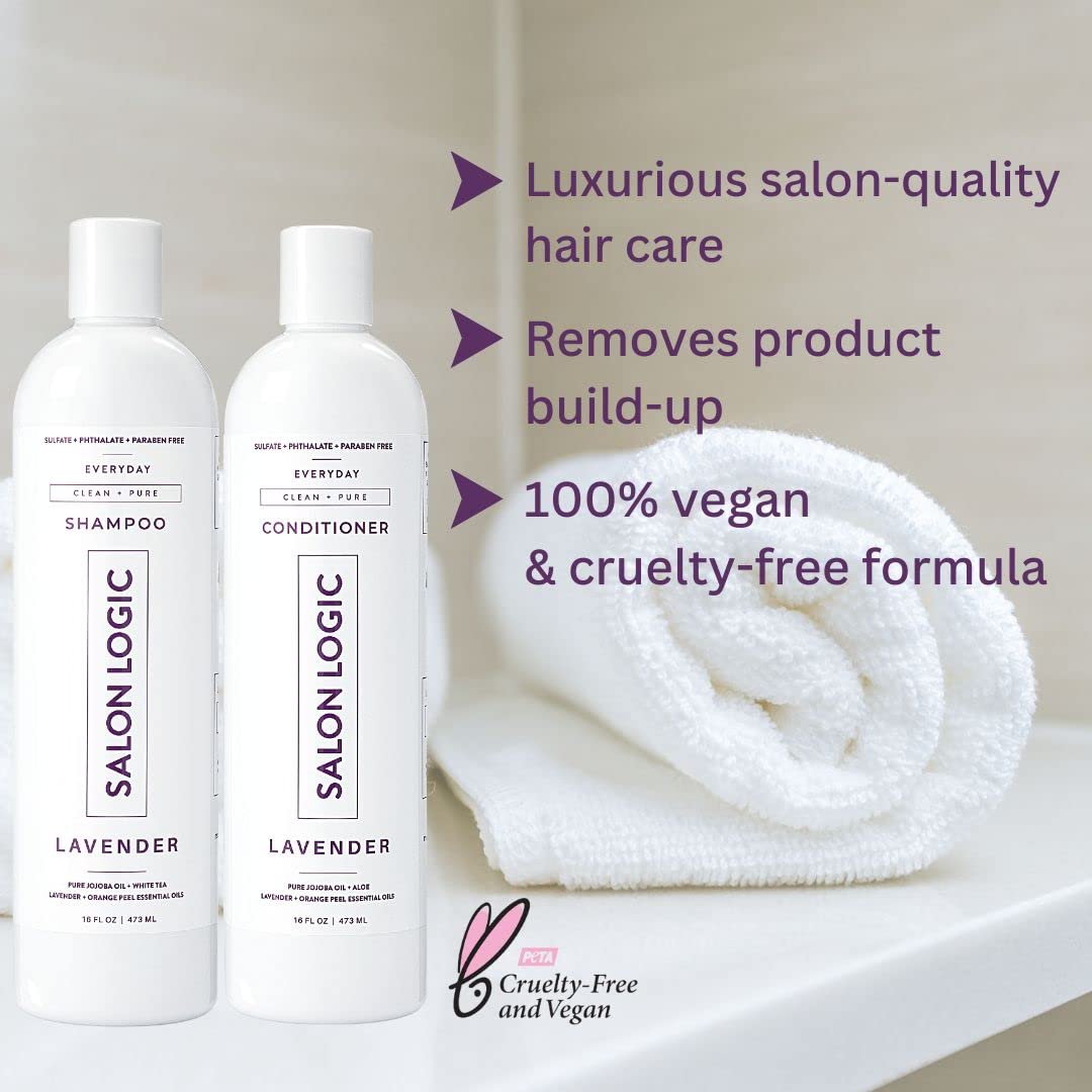 SalonLogic Everyday Clean & Pure Shampoo and Conditioner Set, Lavender - Salon Quality, Keratin treatment, Naturally Scented, Hydrating, Moisturizing Beauty & Personal Care SalonLogic