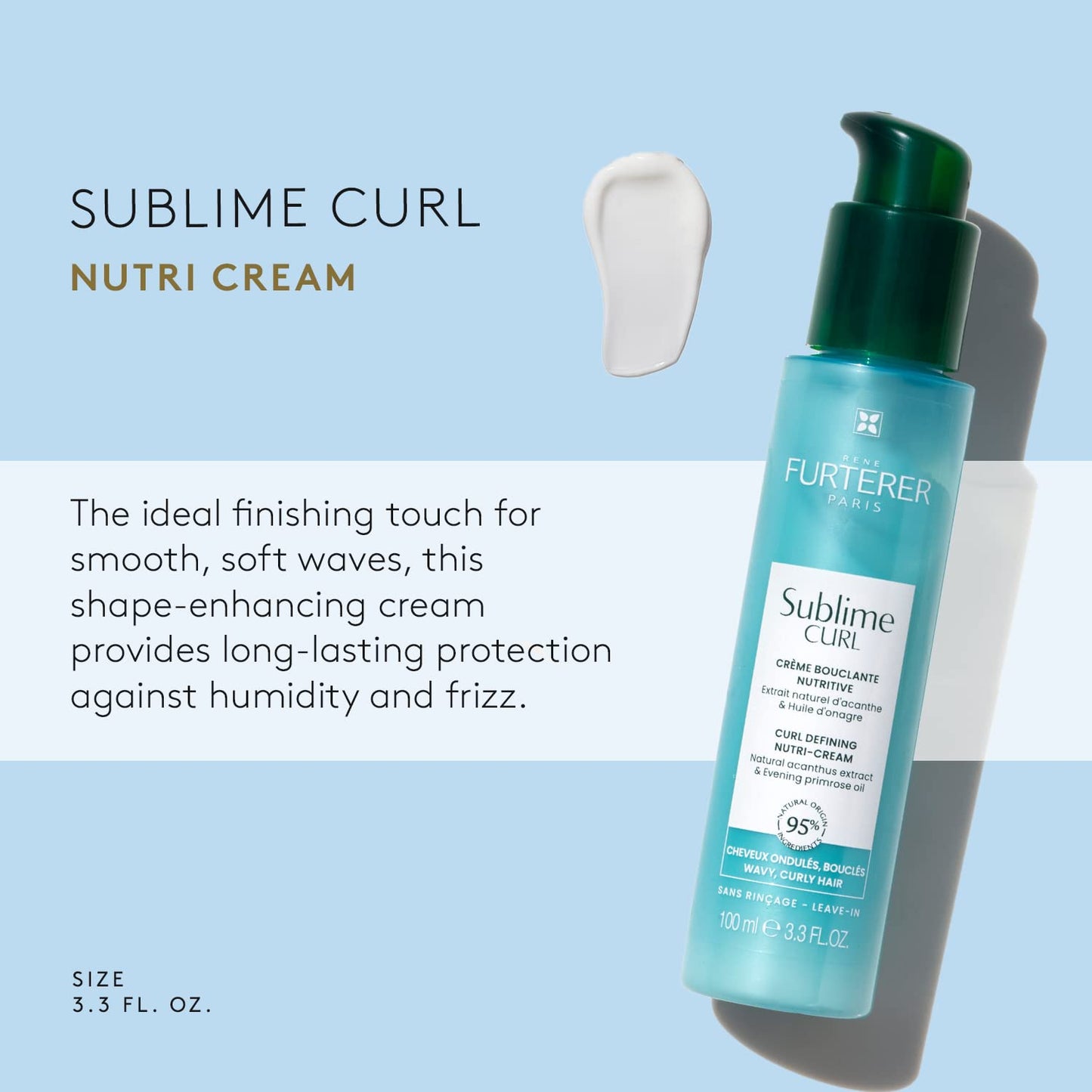 René Furterer SUBLIME CURL Curl Nutri-Activating Cream - For Curly, Wavy Hair - Curl Enhancing Leave-In - Humidity & Frizz Control - 3.3 fl. oz. Beauty & Personal Care René Furterer
