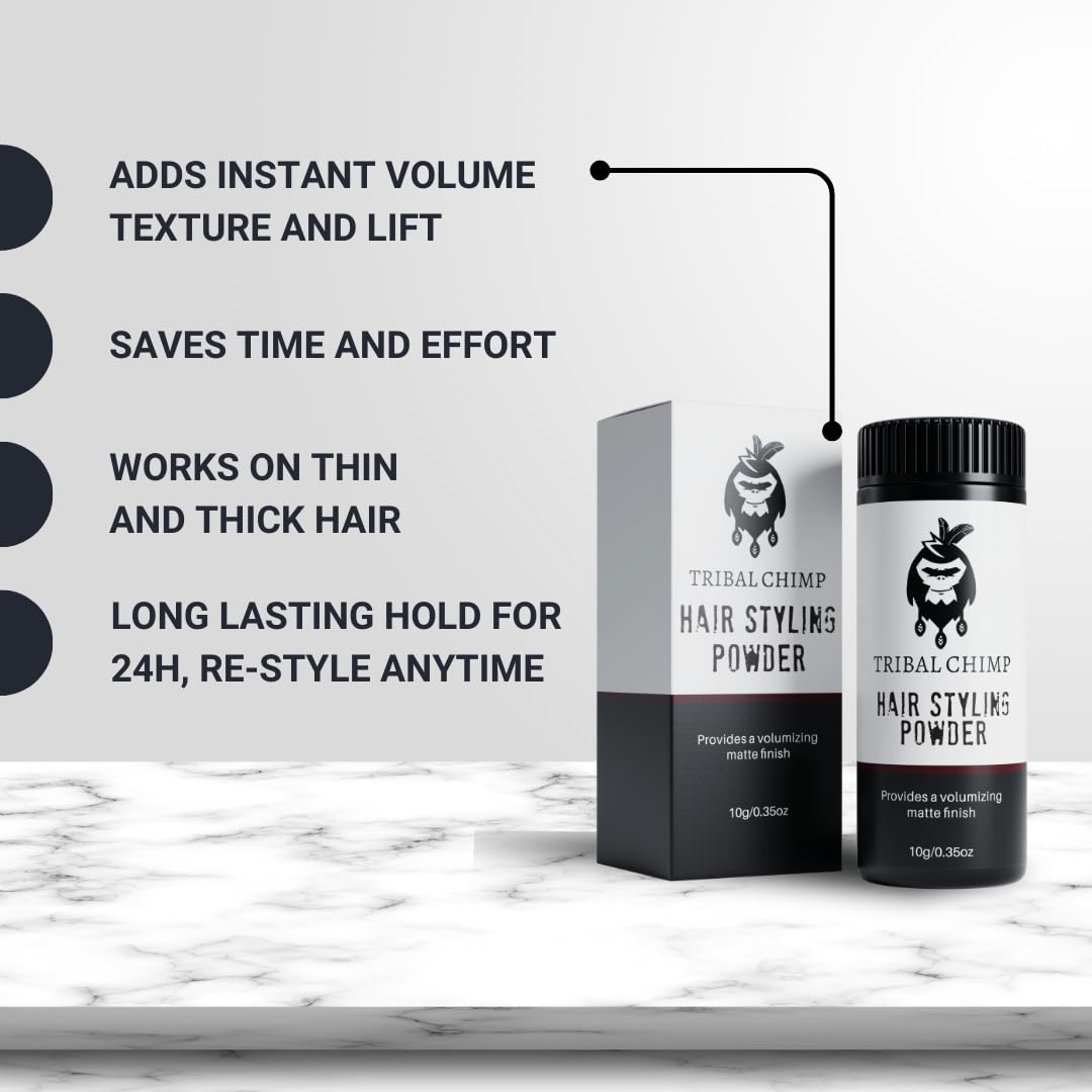 Tribal Chimp Hair Styling Powder, All-day Invisible Hold Hair Volumizer and Texture Powder for Men and Women, Styling Powder with Matte Finish Beauty & Personal Care Tribal Chimp