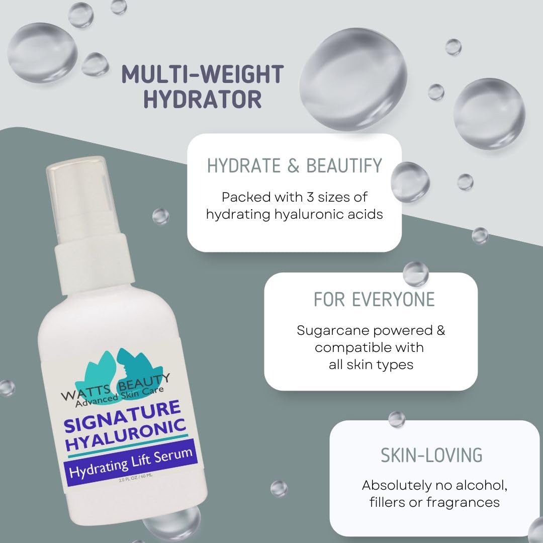 Watts Beauty Signature 100% Pure Hyaluronic Acid Wrinkle Serum - Best Hyaluronic Acid for Face - No Parabens - Perfect Plumping Moisturizer Beauty & Personal Care Watts Beauty