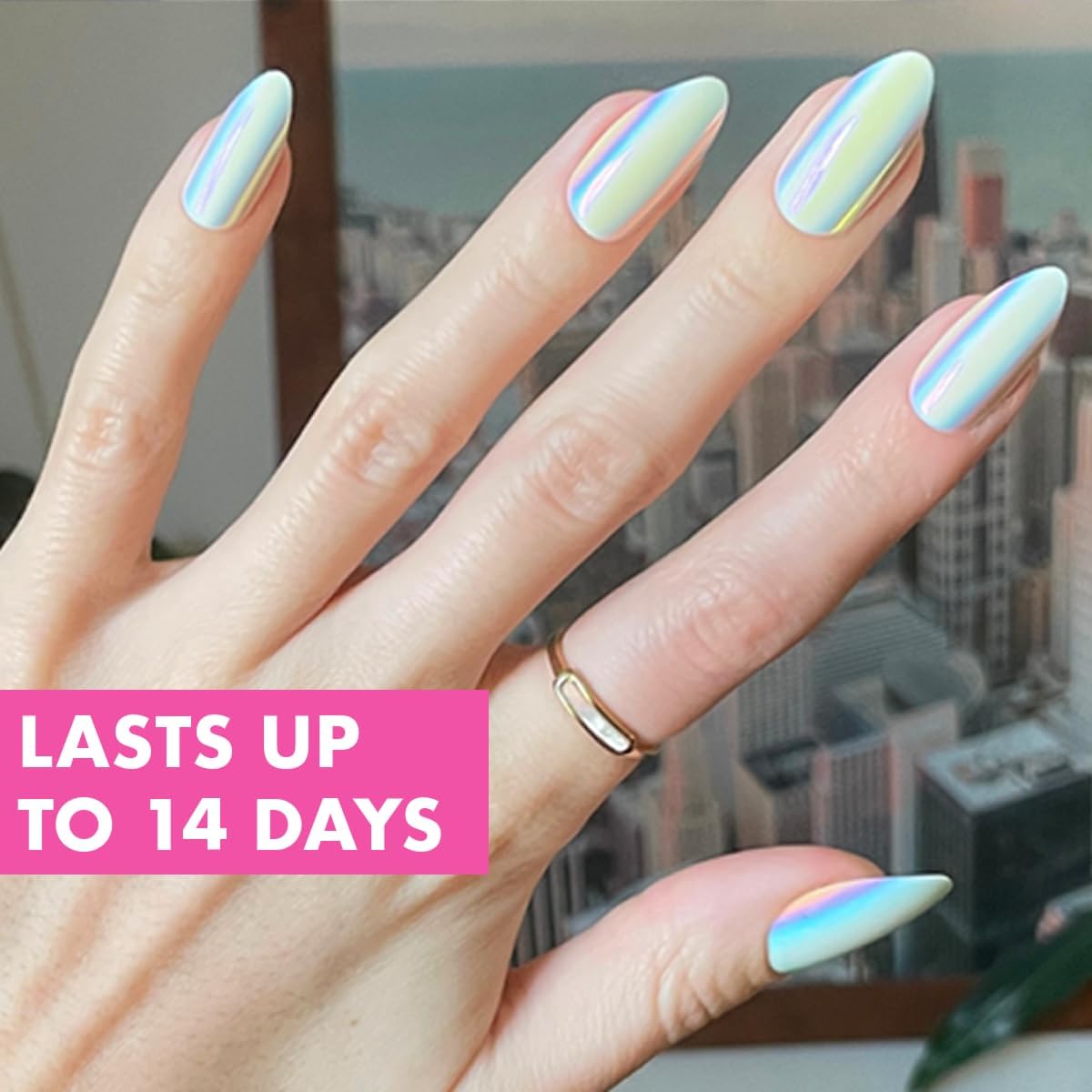 Olive & June Maximalist Press-On Nails, Iridescent Chrome