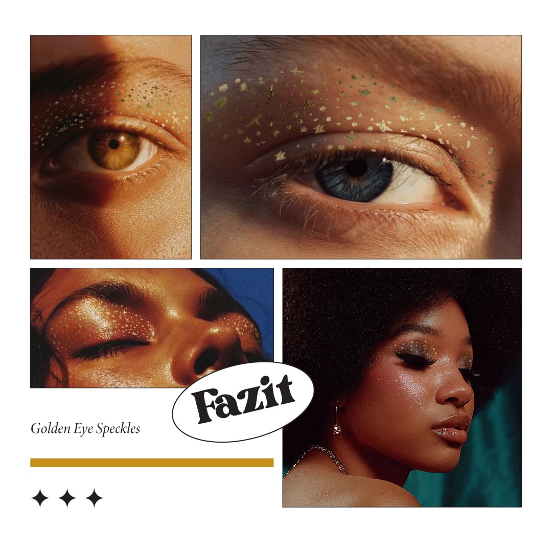 Fazit Makeup Patches - Golden Eye Speckles - Glow Up Make-Up Patches - Cute Glitter Makeup Accessories For Women - Cosmetic Glitter For Face Beauty & Personal Care Fazit