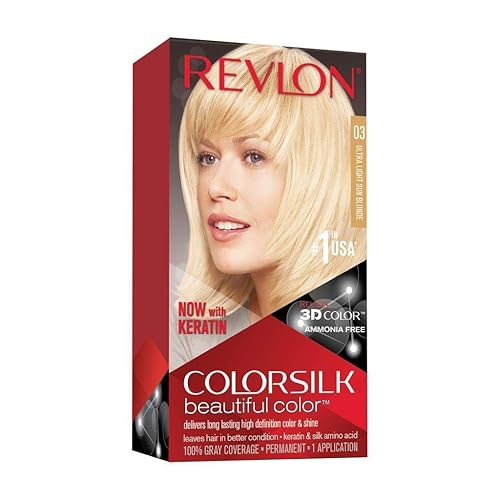 Revlon Permanent Hair Color, Permanent Hair Dye, Colorsilk with 100% Gray Coverage, Ammonia-Free, Keratin and Amino Acids, 03 Ultra Light Sun Blonde Beauty & Personal Care REVLON