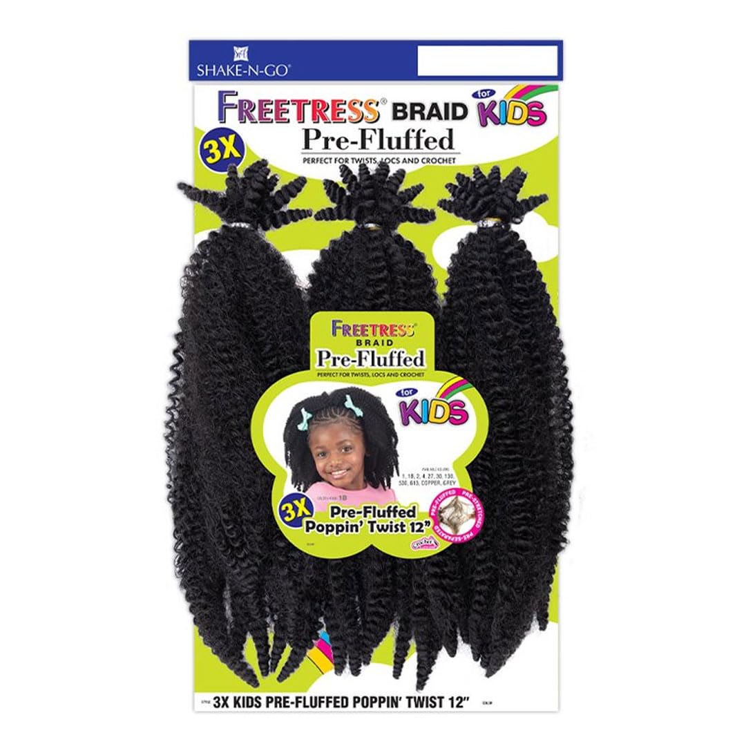 FreeTress Crochet Braids 3X Kids Pre-Fluffed Poppin' Twist 12" (pack of 1, 2)
