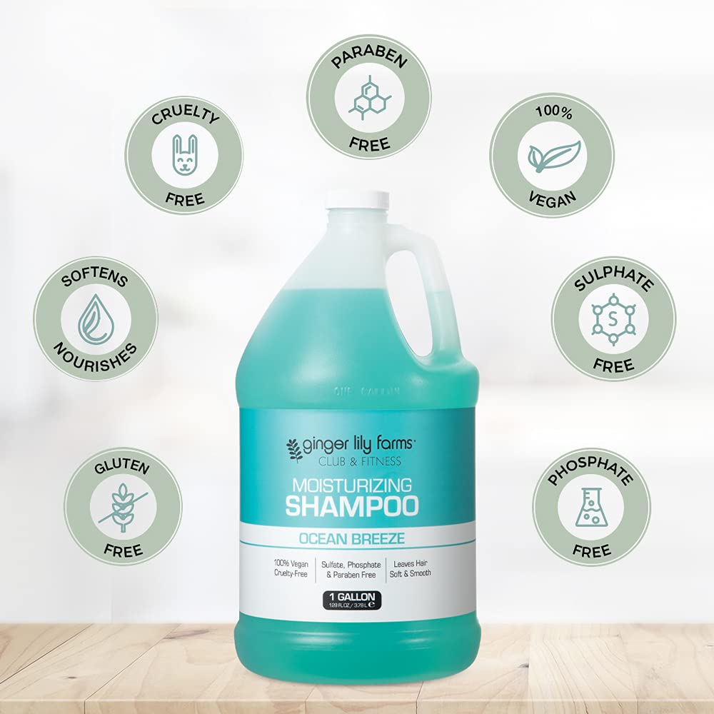 Ginger Lily Farms Club & Fitness Shampoo, 128oz, Ocean Breeze