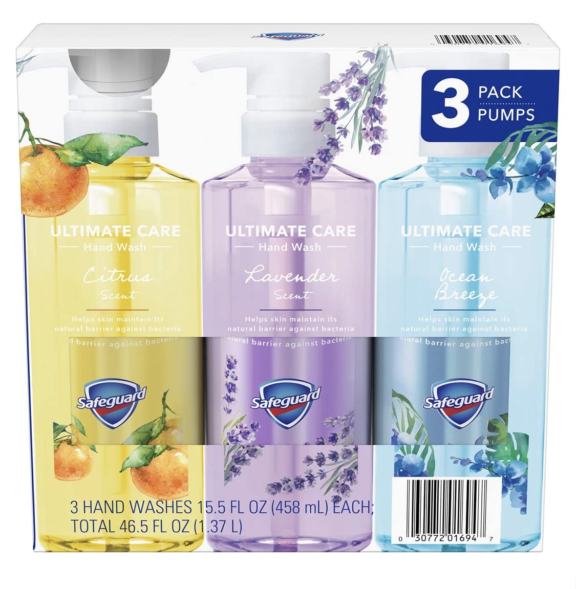 Safeguard Liquid Hand Soap 3-in-1 Ultimate Care Pack, Micellar Deep Cleansing (15.5 fl. oz. 3 pk.) Beauty & Personal Care oleum crete