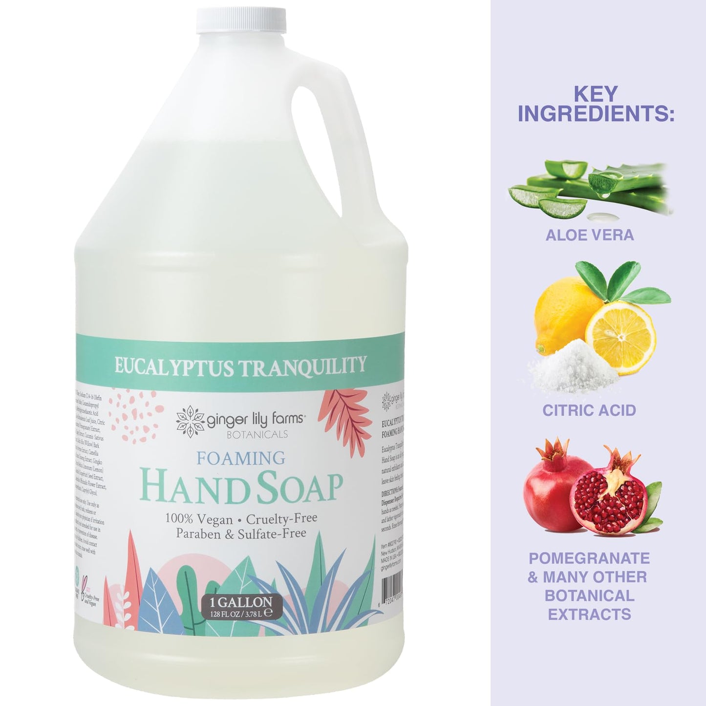 Ginger Lily Farms Botanicals All-Purpose Foaming Hand Soap Refill, 100% Vegan & Cruelty-Free, Eucalyptus Tranquility Scent, 1 Gallon (128 fl oz) Beauty & Personal Care Ginger Lily Farms
