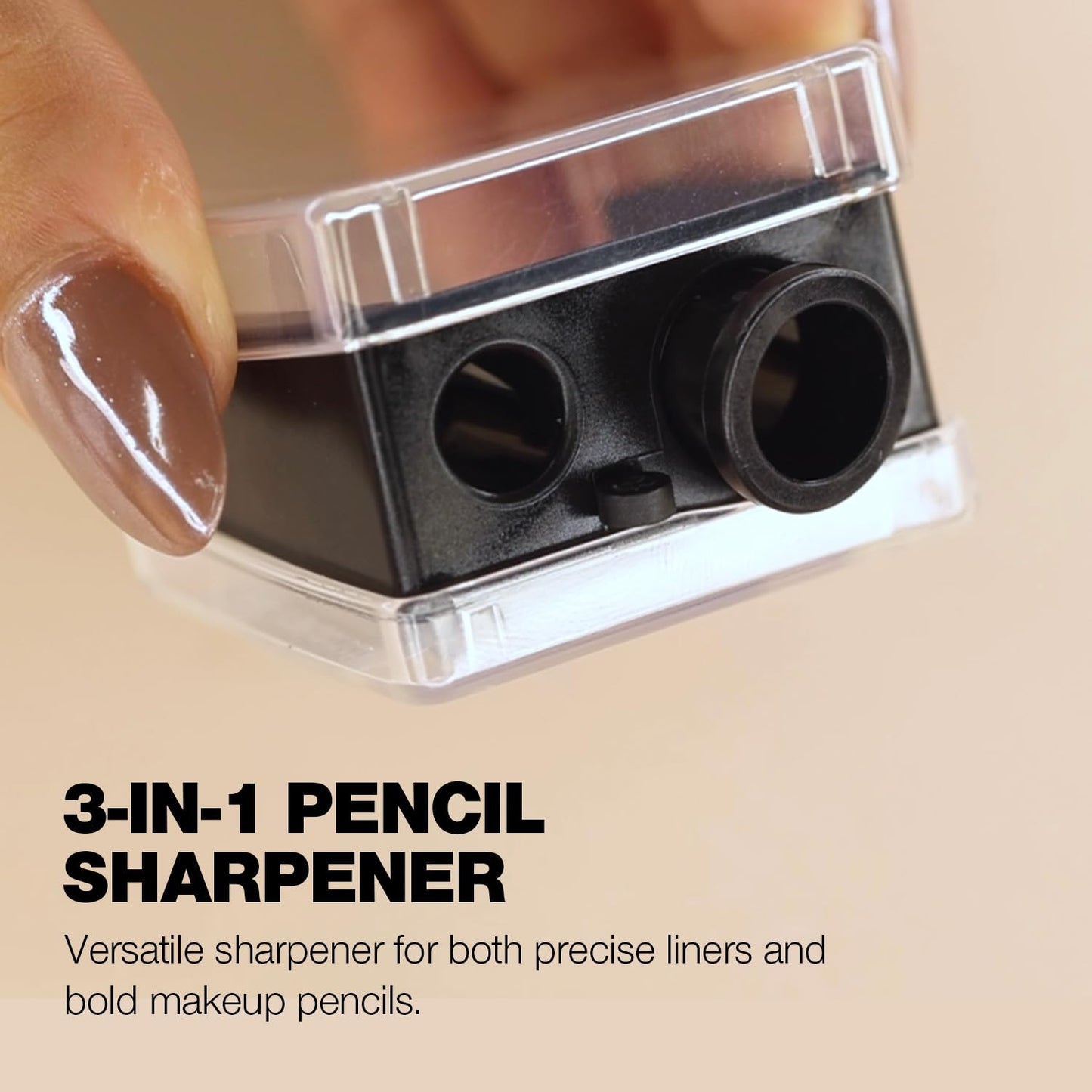 Palladio Double Barrel 3 in 1 Cosmetic Pencil Sharpener with Cover, Stainless Steel Blade, Size Adjuster, Essential for Small and Extra Large Lip Beauty and Personal Care Palladio