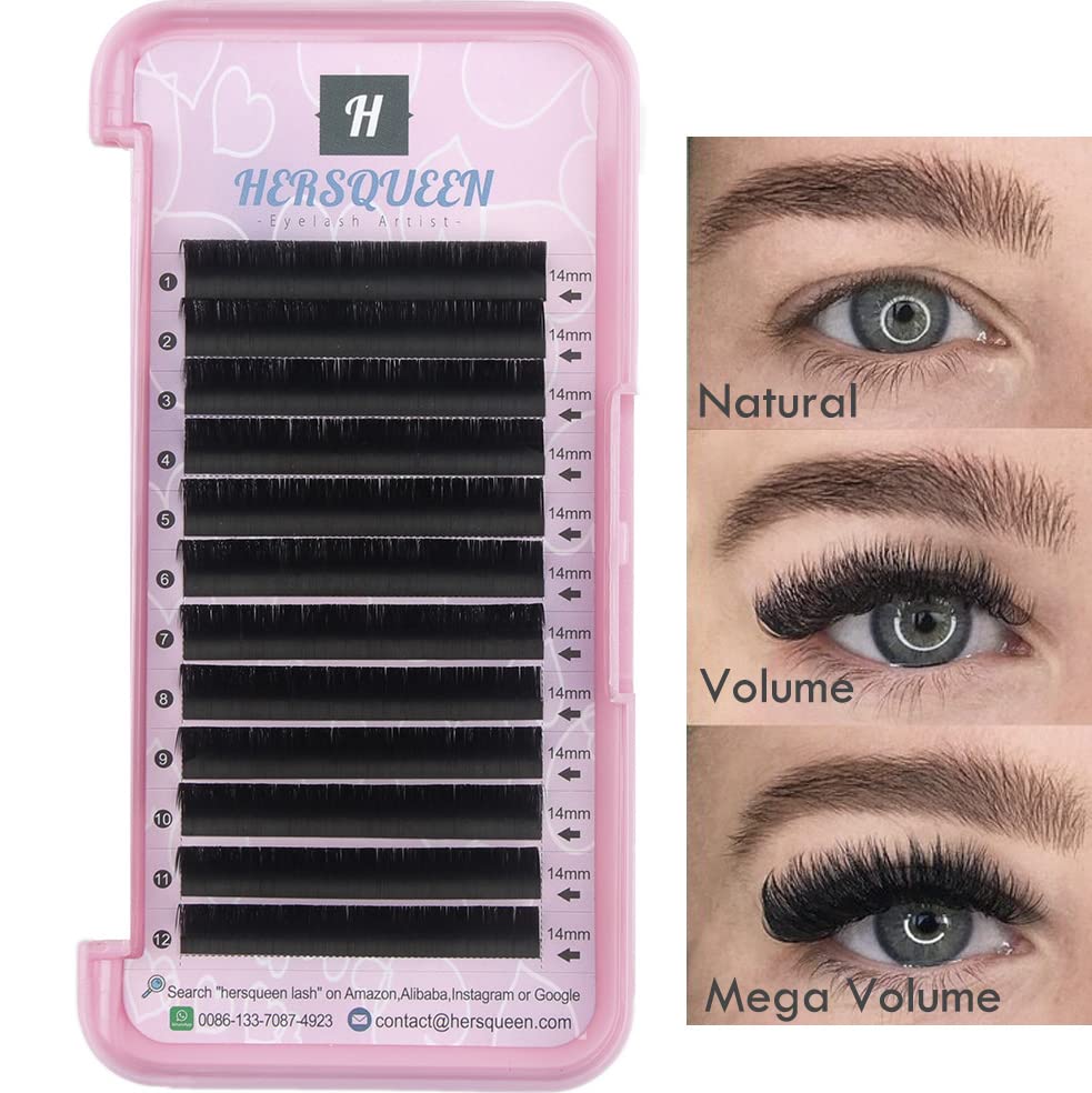 Volume Lash Extensions .10 C Curl D Curl Individual Eyelashes Faux Mink Lashes Professional Salon Tray Silk Lash Russian Eyelash Extension Semi Beauty & Personal Care HERSQUEEN