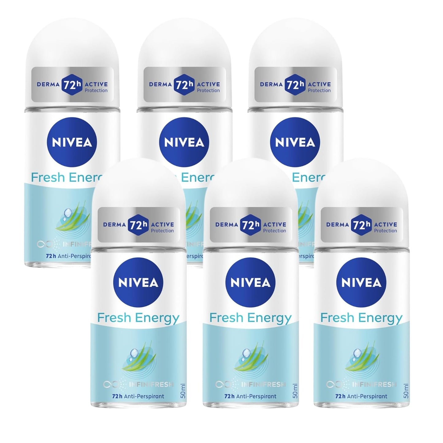 NIVEA Energy Fresh Roll-On Anti-Perspirant Deodorant 50ml - Long-Lasting 72H Odor Protection - Lemongrass Scent - Refreshing Skin Care for All-Day Beauty and Personal Care NIVEA