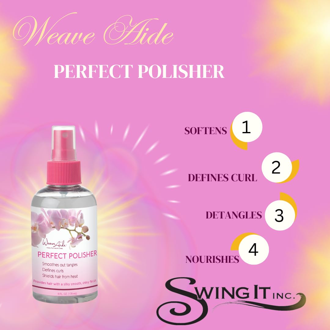 Weave Aide Perfect Polisher 6 oz. Protects hair from heat. Nourish & shine, for dry hair, dull hair, Provides moisture shine spray. Beauty & Personal Care Swing It Inc
