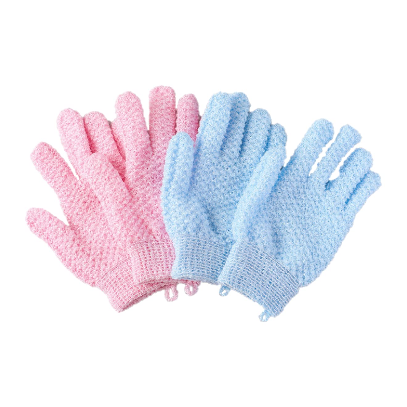 Exfoliating Bath Shower Gloves for Men Women 2 Pairs for Shower, Spa, Massage and Body Scrubs, Dead Skin Cell Remover (with Attached Hanging Loop) Beauty and Personal Care COOL & FRESH