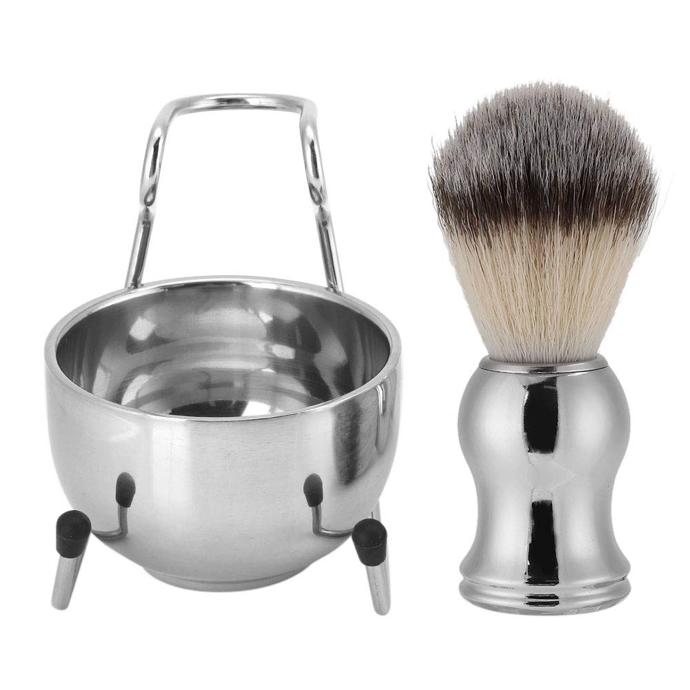 3 in 1 Shaving Brush Kit , Stainless Steel Brush , Handle Badger Hair Shaving Brush , Shaving soaps Bowl and Shaving Brush Holder Super Shaving Set Beauty and Personal Care Pilipane
