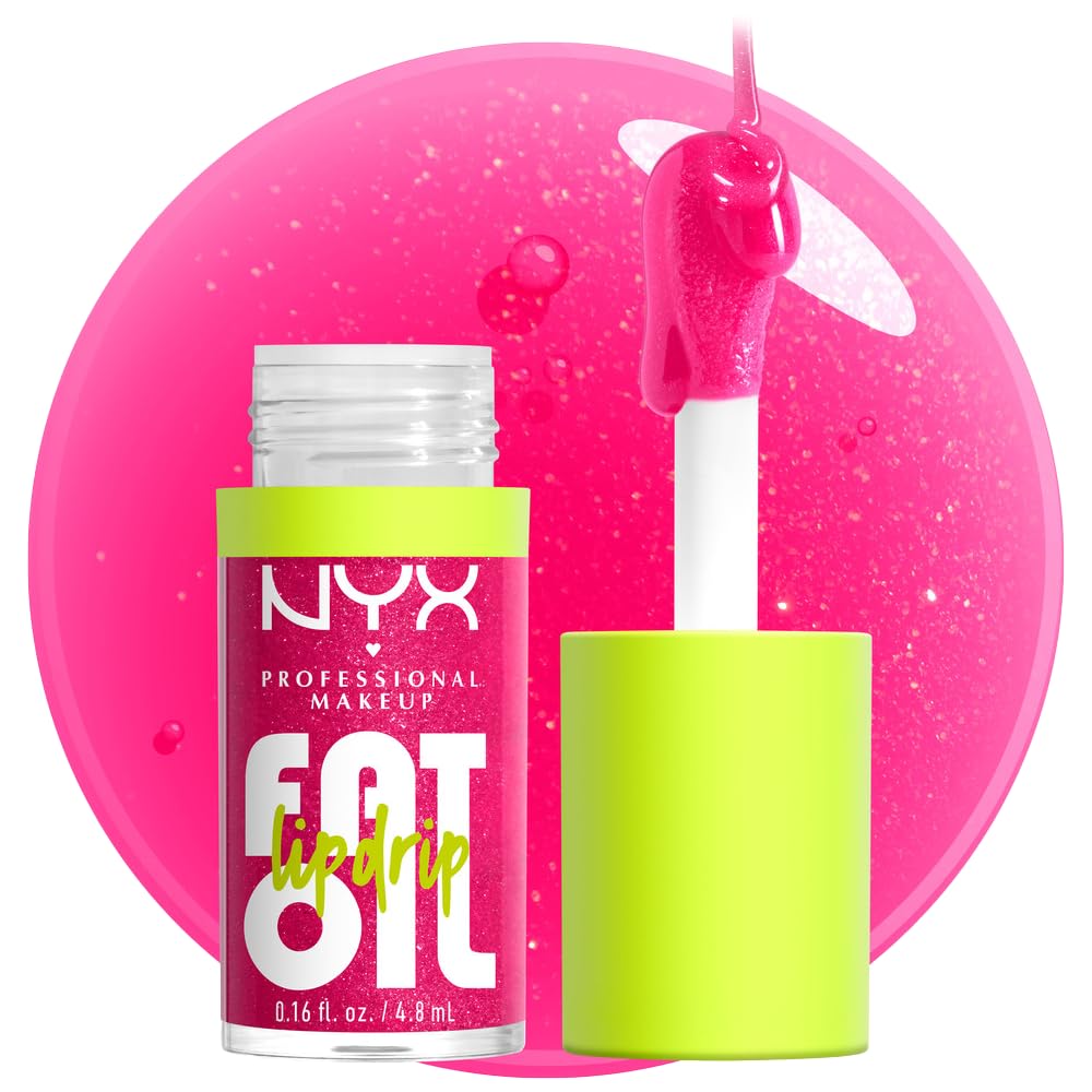 NYX PROFESSIONAL MAKEUP Fat Oil Lip Drip, Moisturizing Lip Oil Gloss, Vegan Tinted Formula, Up to 12 HR Hydration - Supermodel (Shimmering Magenta) Beauty & Personal Care NYX PROFESSIONAL MAKEUP