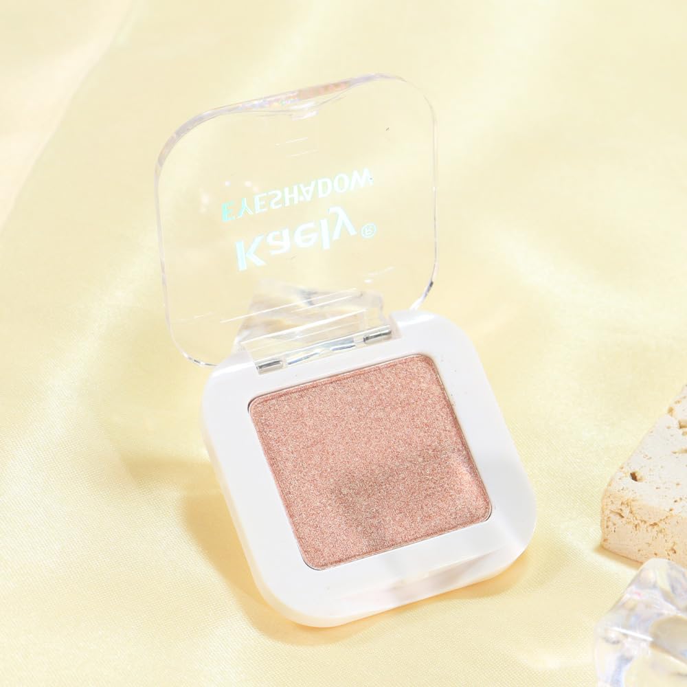evpct Dusty Pink Champagne Single Eyeshadow Palette, Rose Gold Ice Pink Nude Glitter Cream Eye shadow Palette Singles Brightener Makeup for Older Beauty and Personal Care evpct