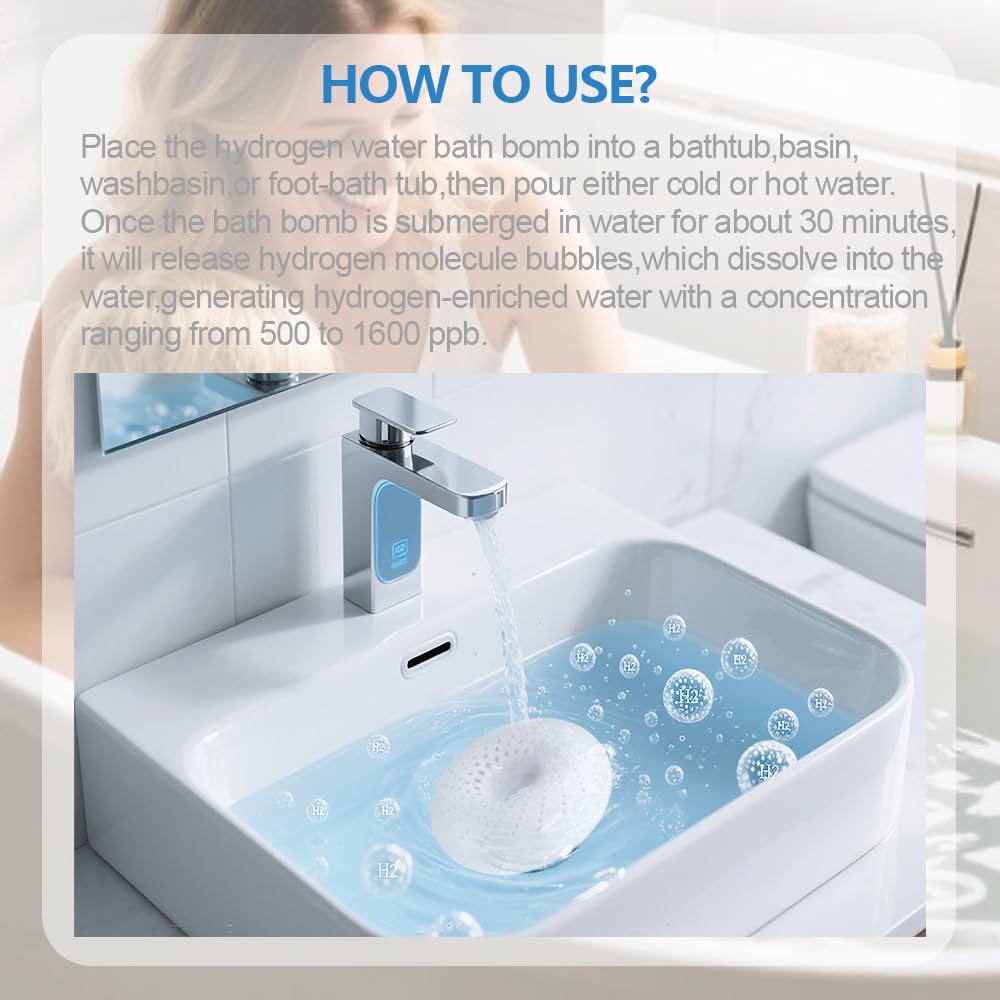 Unosuich Hydrogen Water Bath Bombs Hydrogen Generator Bomb En-riched H2 Gas Water Bathing Soak Kit Nano Bubble Beauty and Personal Care Unosuich