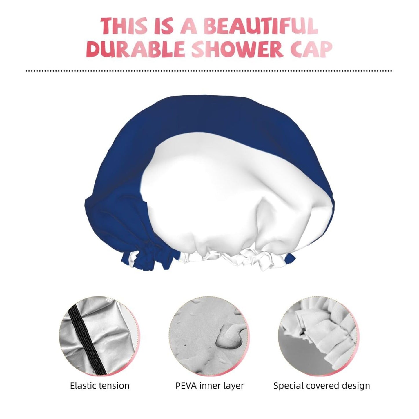Finland Flag Prints Shower Cap Double Layer Lined Waterproof Bathing Shower Hat Beauty and Personal Care Hayyett