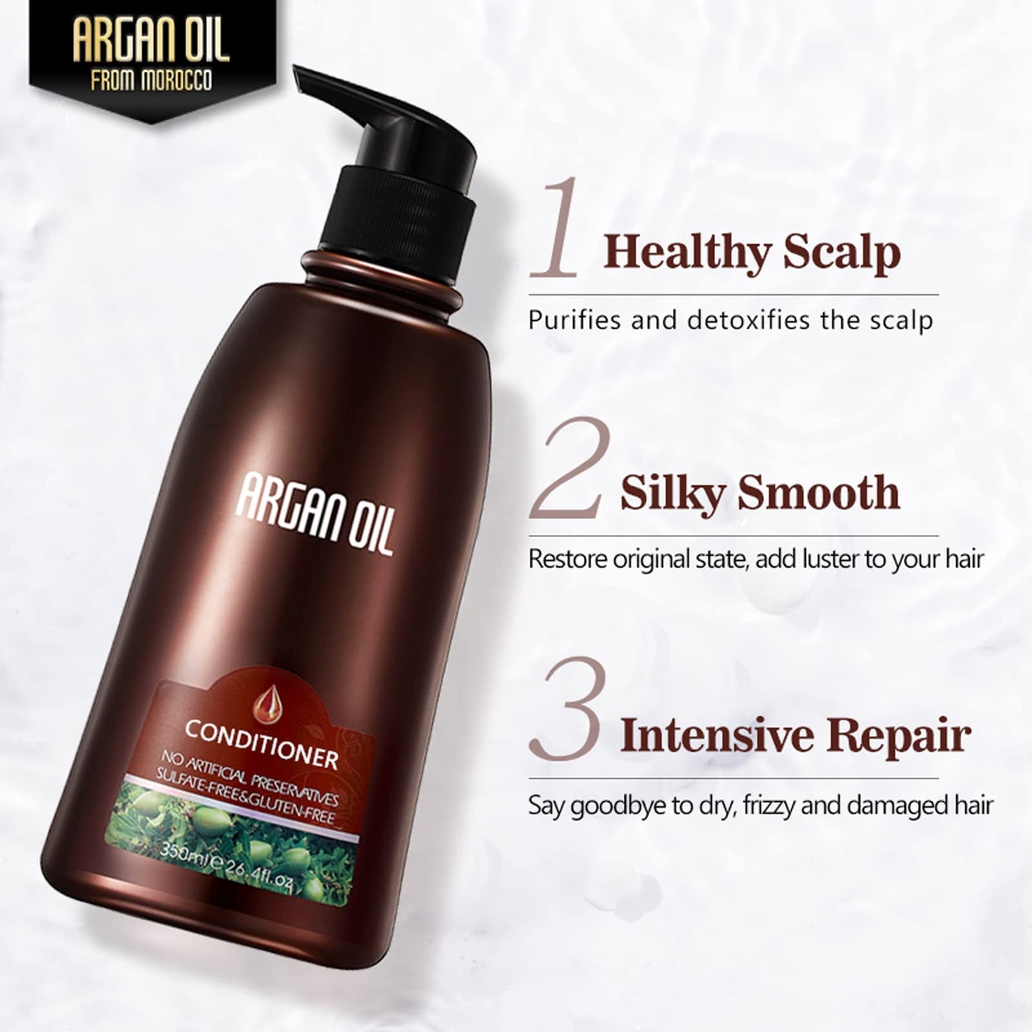 Moroccan Argan Oil Shampoo and Conditioner Sets with Hair Mask, Color Safe Smooth Add Shine Hair Treatment, UV Protection, Intense Moisturizing Beauty & Personal Care NUSPA NUSPA