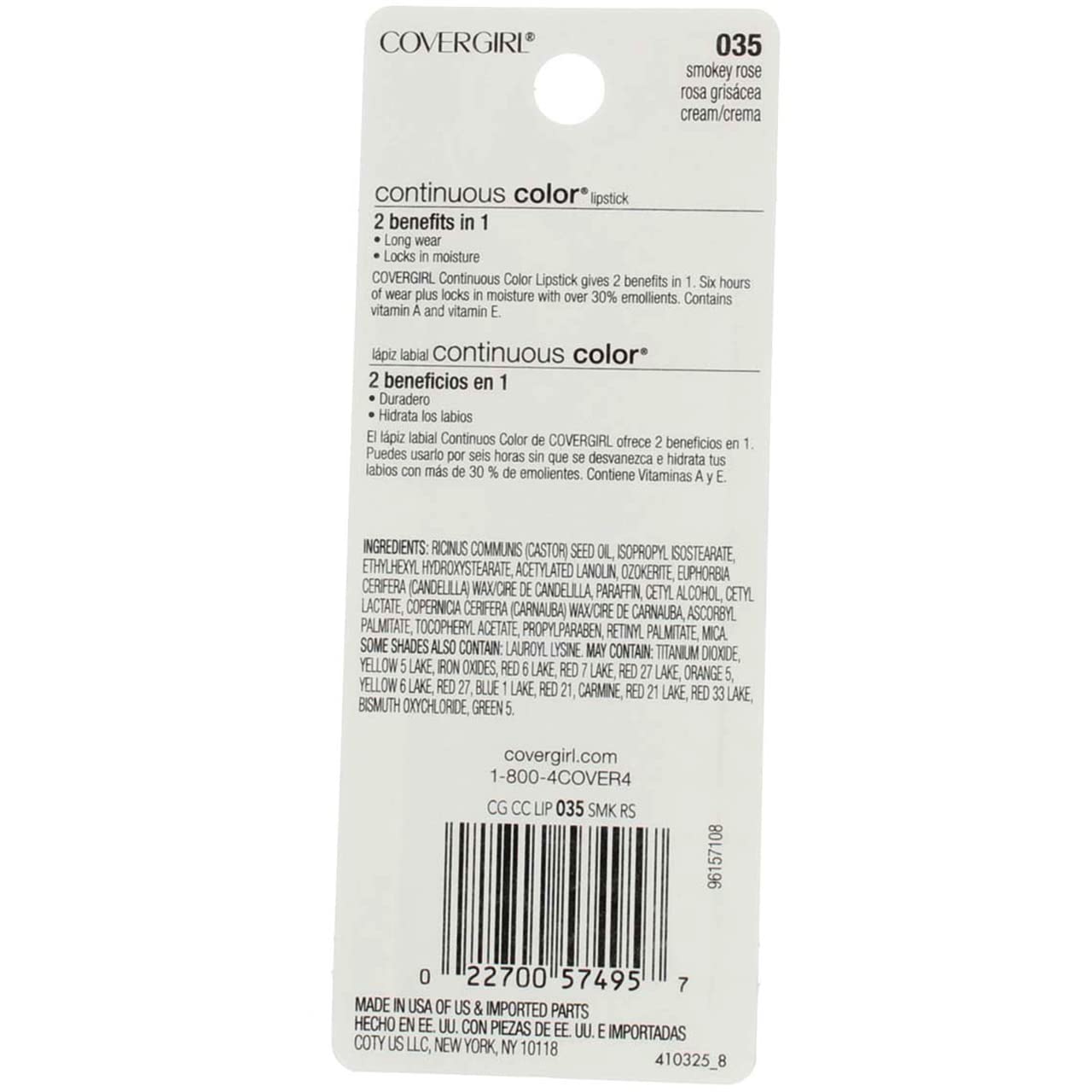 CONTINOUS CLR LP SMOKEY ROSE Beauty & Personal Care COVERGIRL