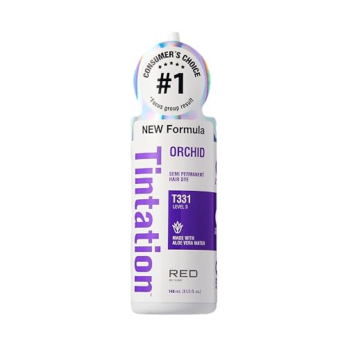 Red by Kiss Tintation Semi-Permanent Hair Color, Aloe Vera Water Based, Argan Oil, Olive Oil, Collagen & Keratin, Long-Lasting Color Dye (Orchid, 5 Fl Beauty & Personal Care Red By Kiss