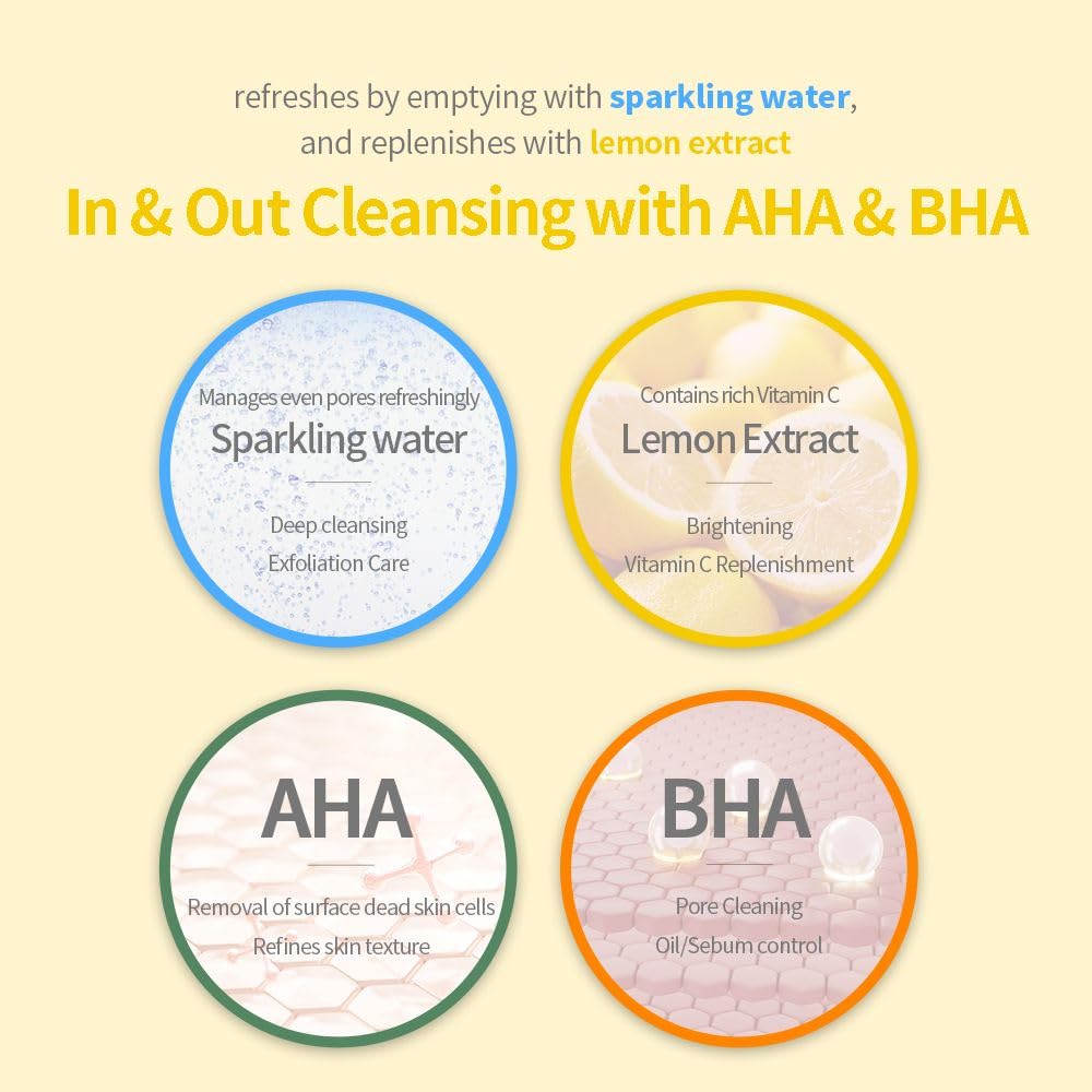 SECRETKEY Lemon Sparkling Peeling Gel, Lemon Extract with AHA & BHA, Gentle Exfoliator for Radiant, Smooth-Looking Skin, Helps Refine Pores and Uneven Beauty & Personal Care Secret Key