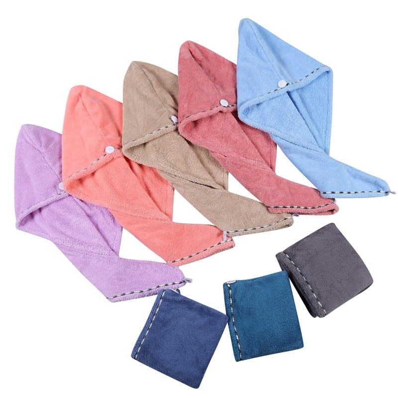 HIONJIN Thickened Shower Cap Towel Triangle Cap Adult Shower Cap Bandana Wholesale Hair Dry Cap(Light blue) Beauty and Personal Care HIONJIN