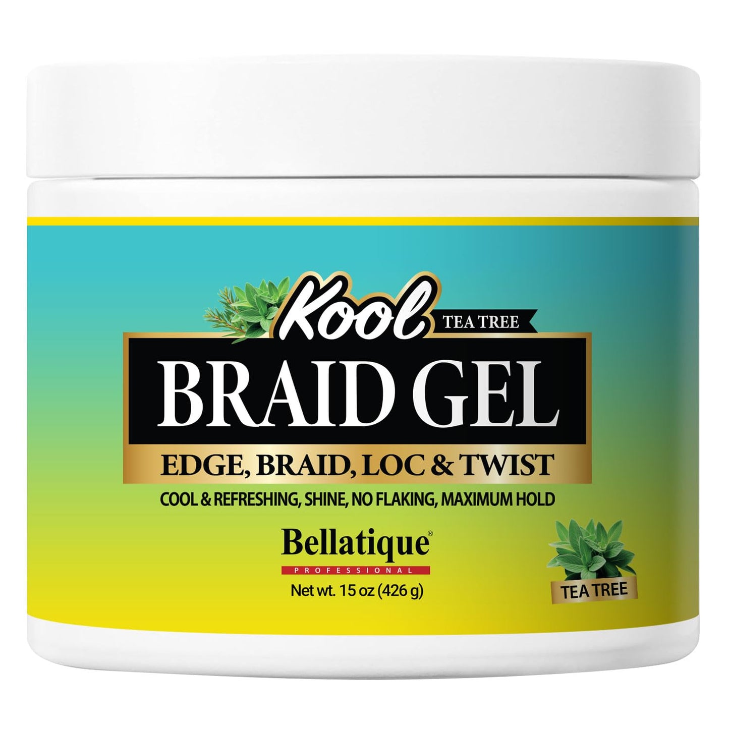 BELLATIQUE KOOL Braiding Gel Maximum Hold for LOC & Twist - No Flaking, No Whitening, Fast Drying, High Shine, Cool & Refreshing, Long Lasting Hold Beauty & Personal Care BELLATIQUE
