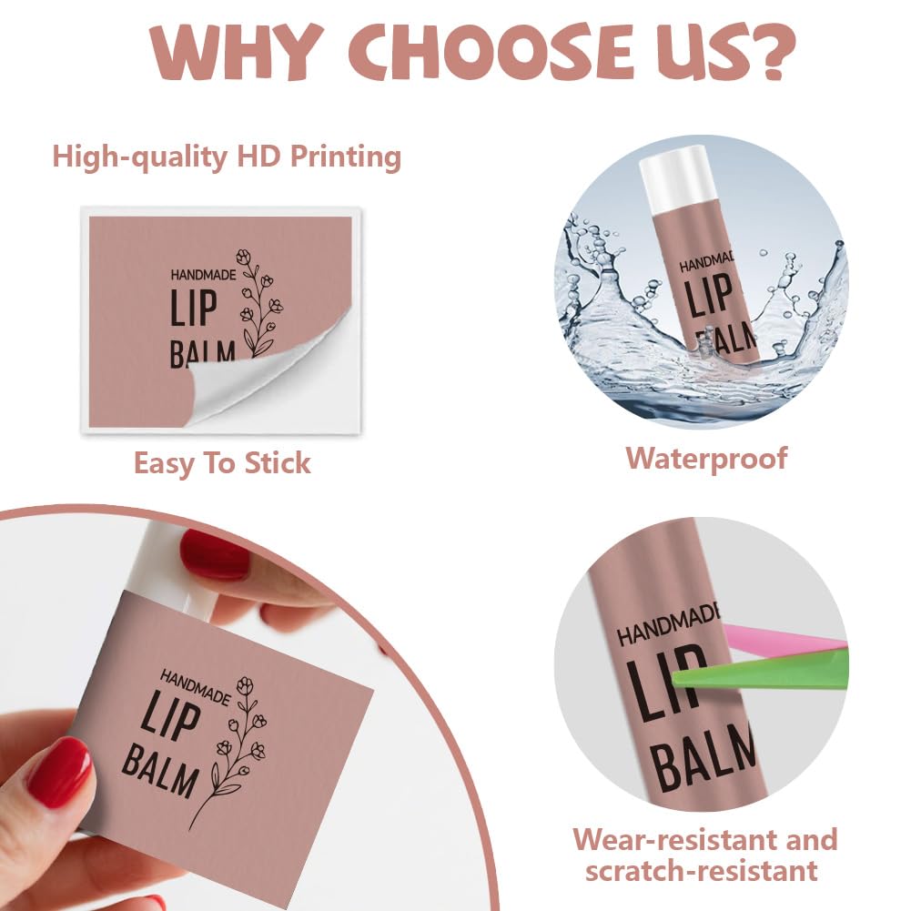 Peacoblue 160Pcs Lip Balm Labels Sticker for Tubes 2.1"x1.7" Minimalist Style in Morandi Tones, 8 Styles Waterproof Chapstick Labels Glossy Beauty and Personal Care peacoblue