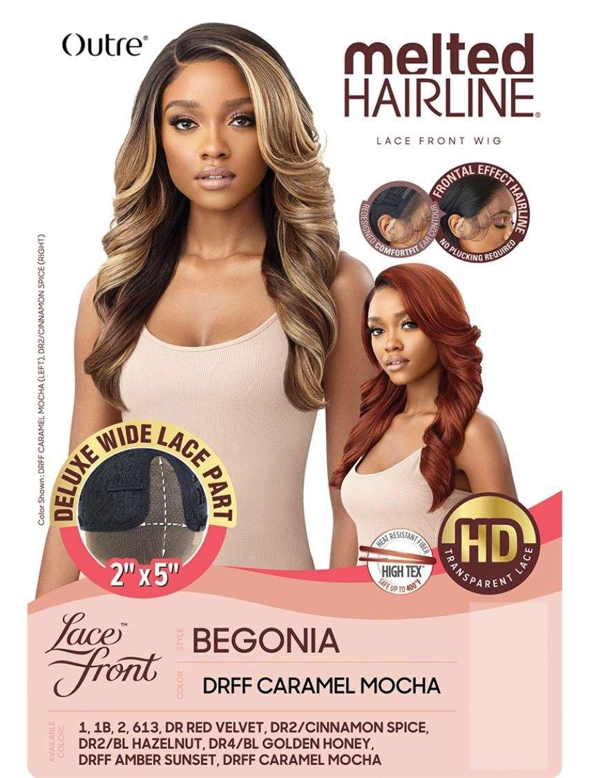 Outre Synthetic Melted Hairline HD Lace Front Wig - BEGONIA (Color:1B Off Black)