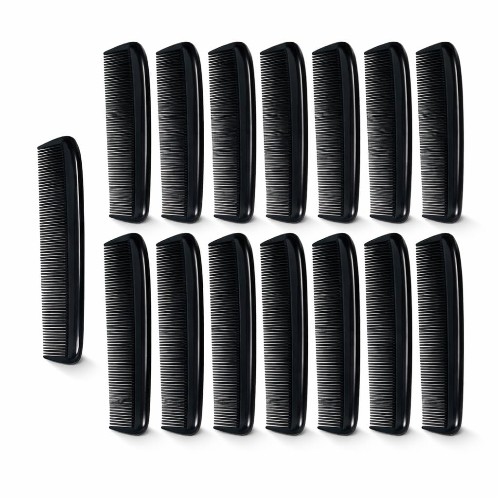 GENTS 15 for Men's Hair Black Pack Pocket Size Beard & Mustache Combs Unbreakable 15 All Fine Sideburns for Travel Effortless Glide Peak Comfort Bag