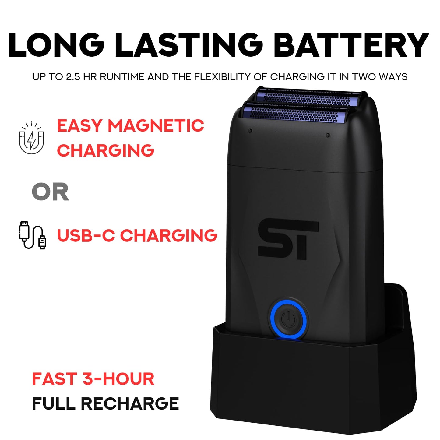 Supreme Trimmer DarkStar Foil Shaver STF720 - 9000 RPM Vector Motor, 150 Min Runtime Corded & Cordless Electric Razor - Hypoallergenic Foils for Face Beauty and Personal Care Supreme Trimmer