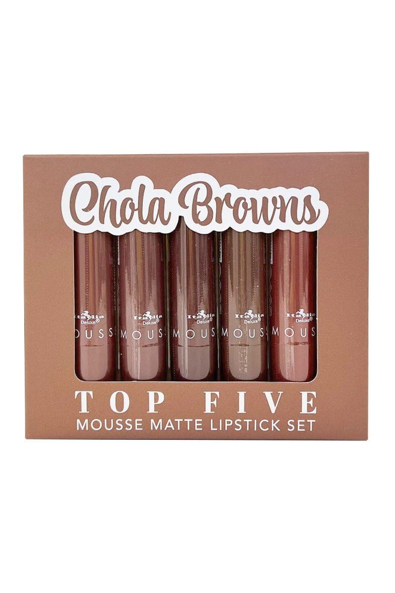 Italia Deluxe Top Five Mousse Matte Lipstick Set Chola Browns Beauty & Personal Care Italia Deluxe