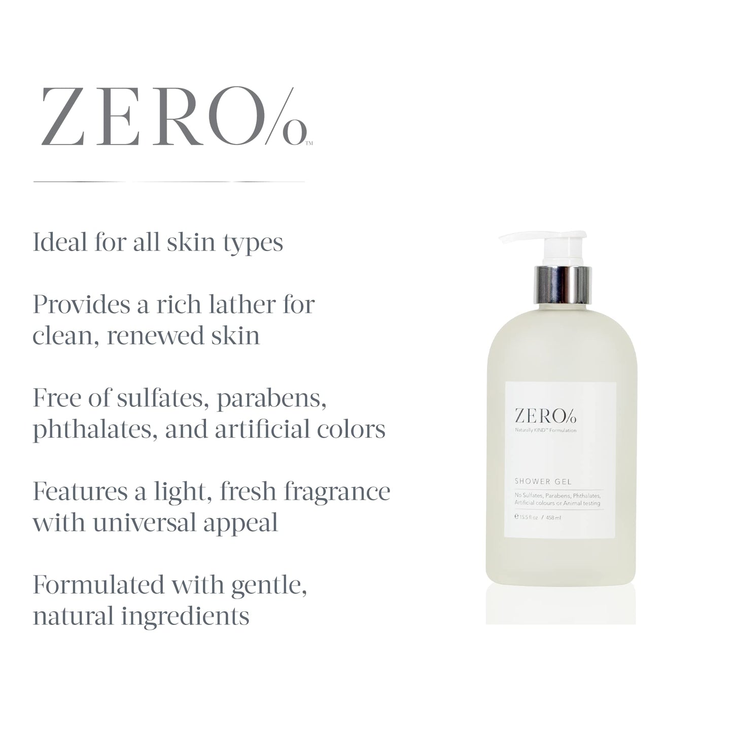 Gilchrist & Soames Zero% Unisex Shower Gel and Body Wash - 15.5oz - Light and fresh, Gently Cleansing, Zero Parabens, Sulfates, and Phthalates Beauty & Personal Care Gilchrist & Soames
