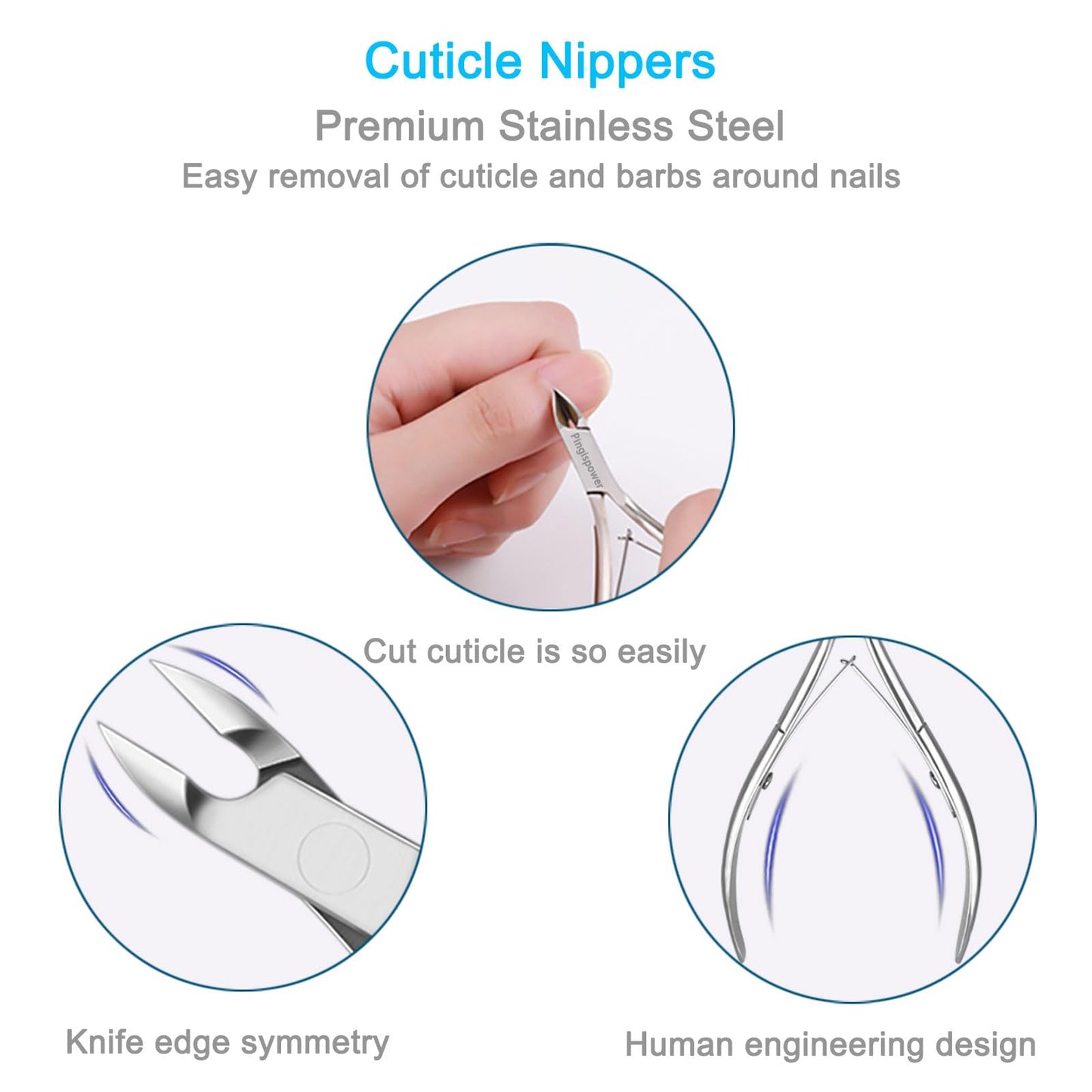 Pingispower Cuticle Trimmer with Cuticle Pusher Set, 9PCS Professional Cuticle Nippers & Premium Stainless Steel Durable Cuticle Remover Tool Manicure Beauty & Personal Care Pingispower