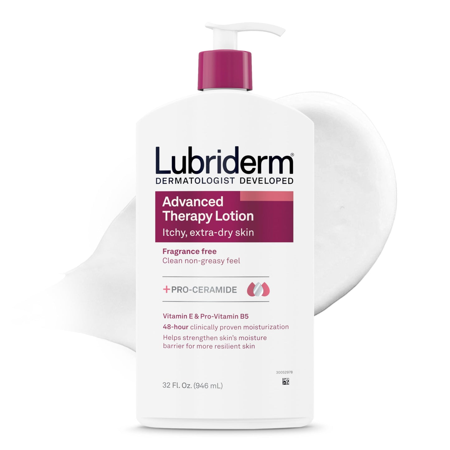 Lubriderm Advanced Therapy Body Lotion, Fragrance-Free Lotion for Extremely Dry Skin, Pro-Ceramide Hydration for Itchy, Dry, Sensitive Skin, Hand Beauty & Personal Care Lubriderm
