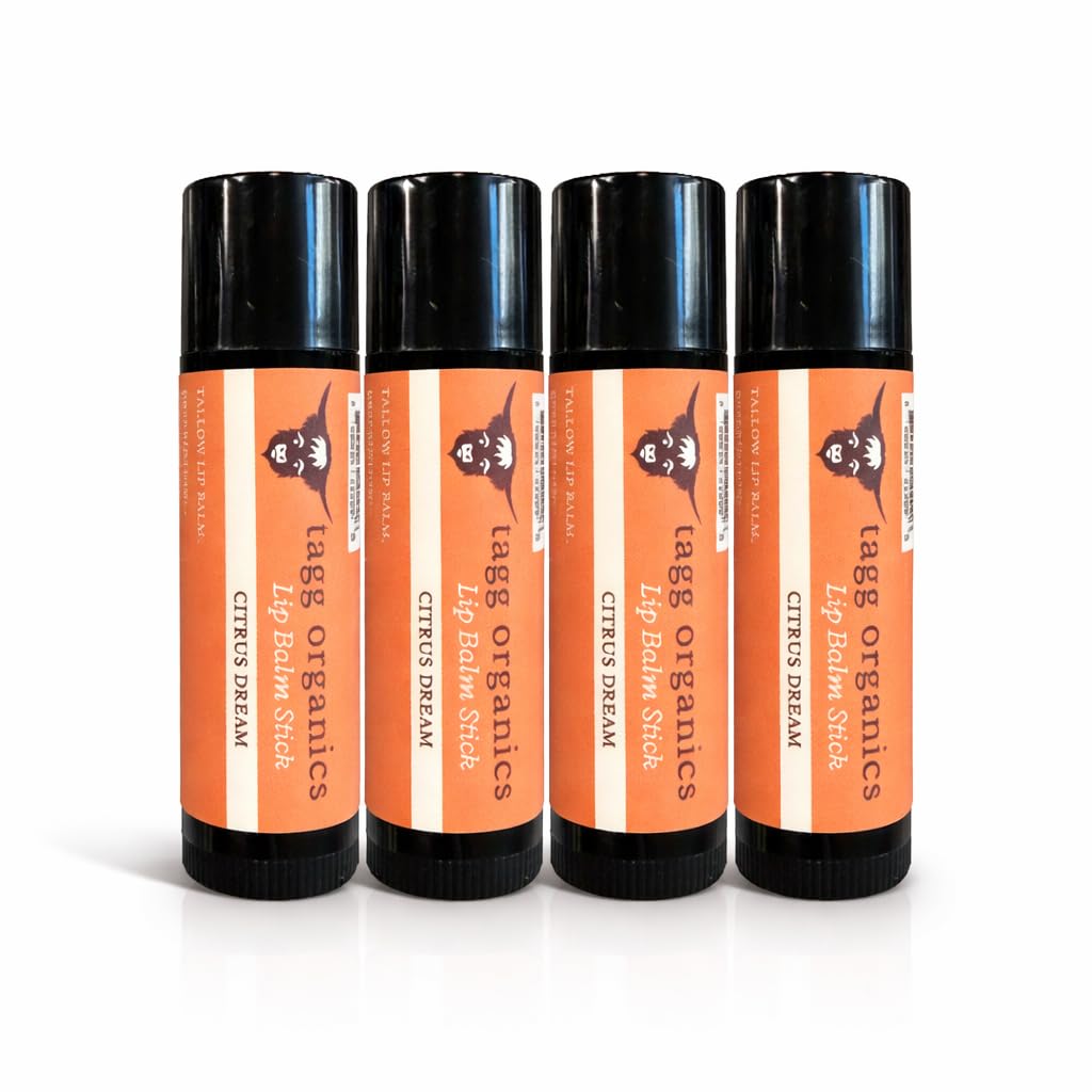 Citrus Deam Tallow Lip Balm - Moisturizing Lip Care with Grass-Fed Tallow, Natural Beeswax & Essential Oils, 4 Pack (.15 oz) Beauty and Personal Care TAGG ORGANICS