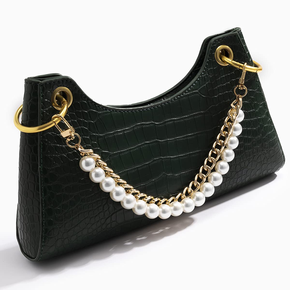 Xerling Short Pearl Bead Purse Handle Chain Heavy Chunky Cuban Handbag Chain Purse Replacement Strap Layered Bag Decoration Accessories Women (Gold) Beauty & Personal Care Xerling