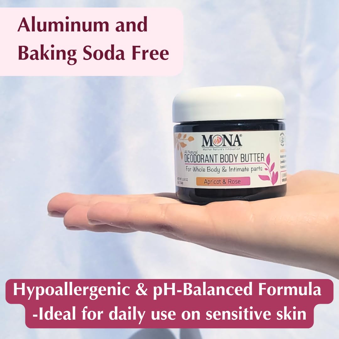 MONA All Natural Deodorant for Whole Body & Intimate Parts - Deodorant Cream for Women, Men & Teens - No Aluminum, Baking Soda or Synthetic Fragrance Beauty and Personal Care MONA