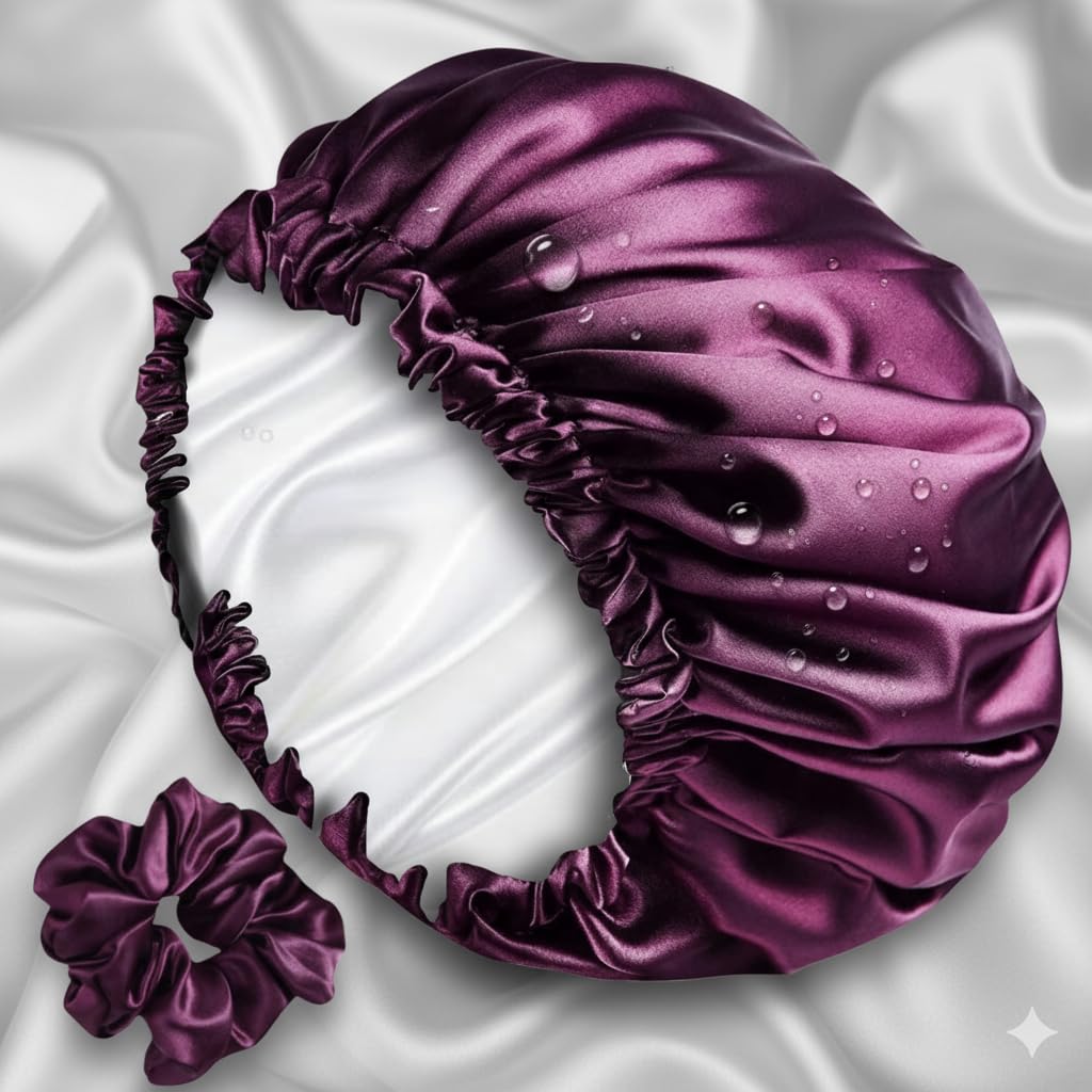 RIXTEC Luxury Satin Hair Bonnet Sleep Cap with Satin Scrunchie for Women Girls for Curly and All Hair Types Wine Red Beauty and Personal Care RIXTEC