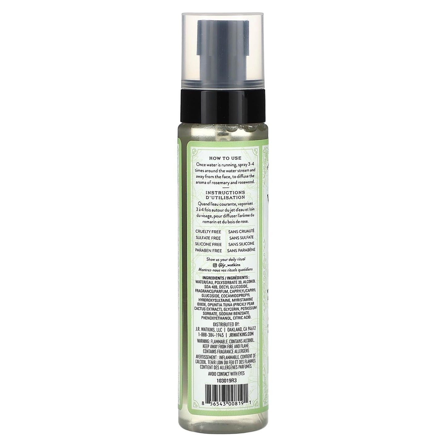 J.R. Watkins Awaken Aromatherapy in-Shower Mist, Natural Rosemary & Rosewood, 4 oz Beauty and Personal Care J.R. Watkins